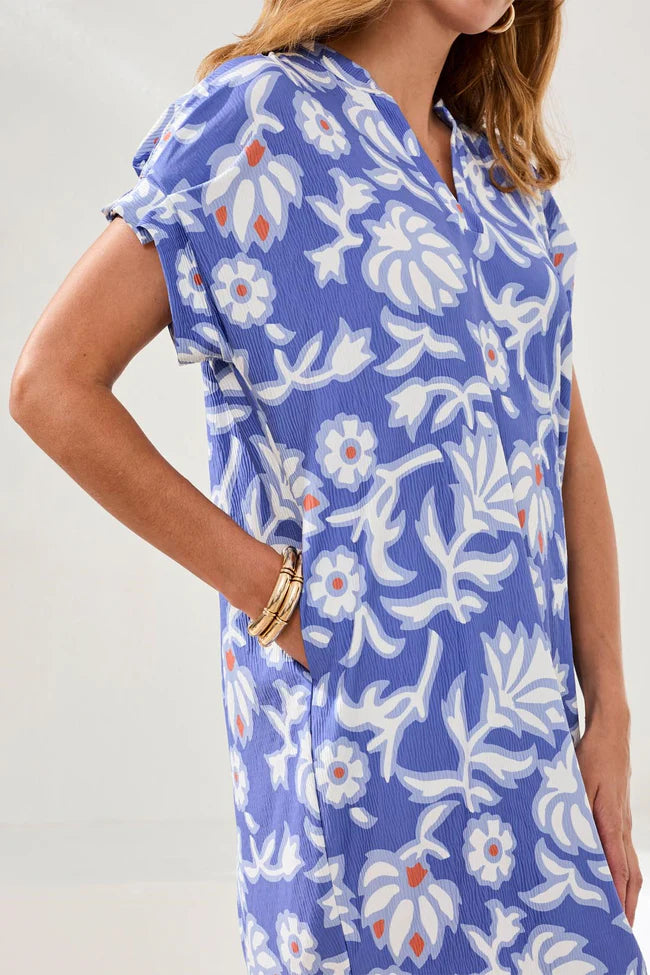 Cap Sleeve Print Dress with Pockets