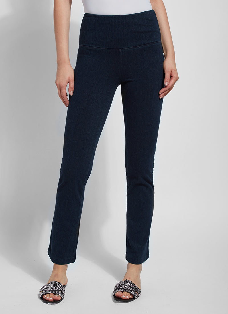 Front view of Lysse denim straight leg pant in indigo. Pull on pant.