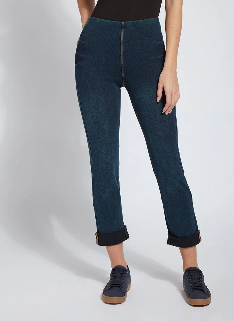 Image of Indigo jeans with back pockets and cuffed leg, Boyfriend Denim