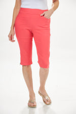 Front View Image of Patchington Resort Wear Melon Paint zipper detail Skimmer. Pull On 16" Side Leg Zip Skimmer 
