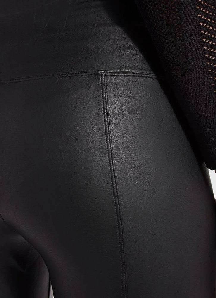 Close up Image of Lysse Kohl Black Leather Legging, Textured Leather Legging