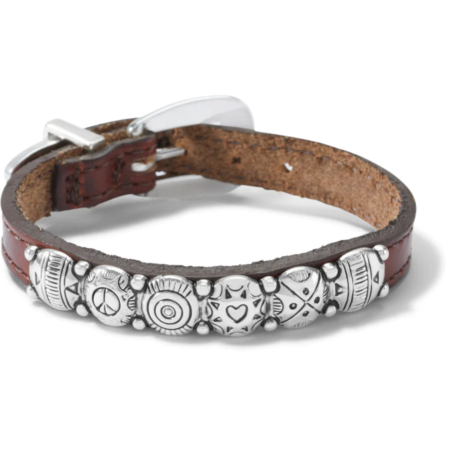 Front image of Harmony Bandit Bracelet in brown. Brighton bracelet.