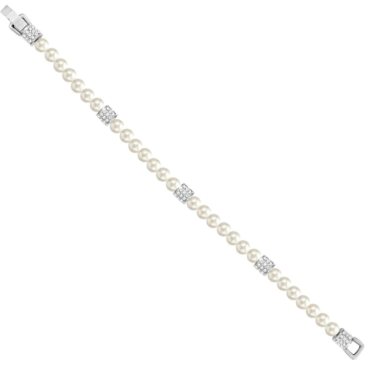 Front image of Brighton meridian petite pearl bracelet. Brighton clasp bracelet.