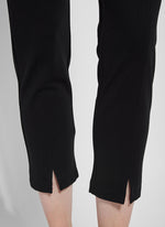 Detail image of Lysse wisteria ankle pant. Black pull on pants. 