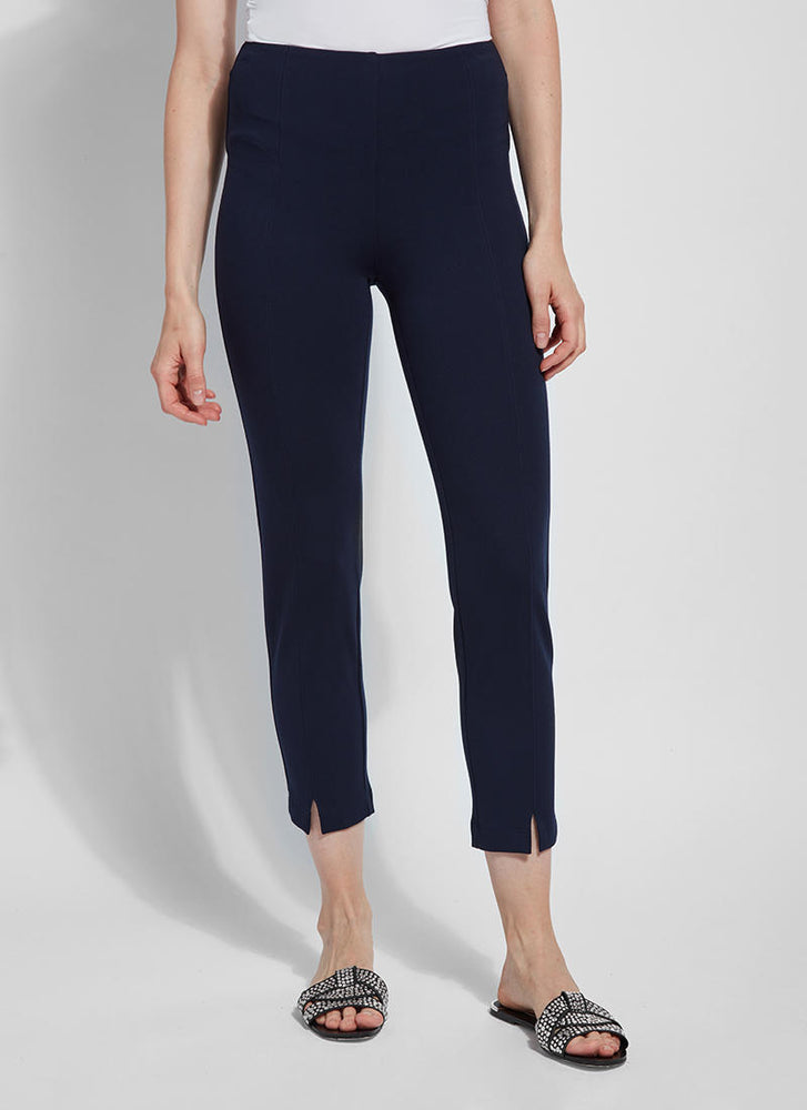 Front image of Lysse wisteria ankle pant. True navy pull on ankle pants.