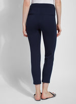 Back image of Lysse wisteria ankle pant. True navy pull on ankle pants.