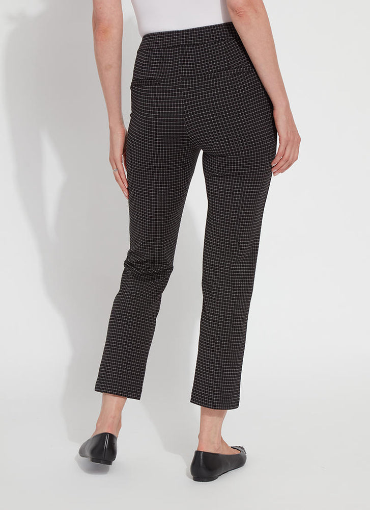 Back image of Lysse wisteria ankle printed pants. Pull on criss cross printed pants. 