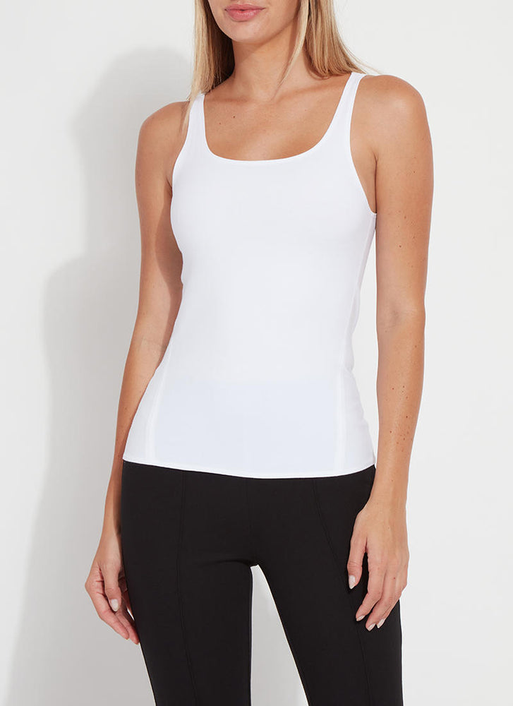 Front image of Lysse essentials tank. White sleeveless tank top by Lysse. 