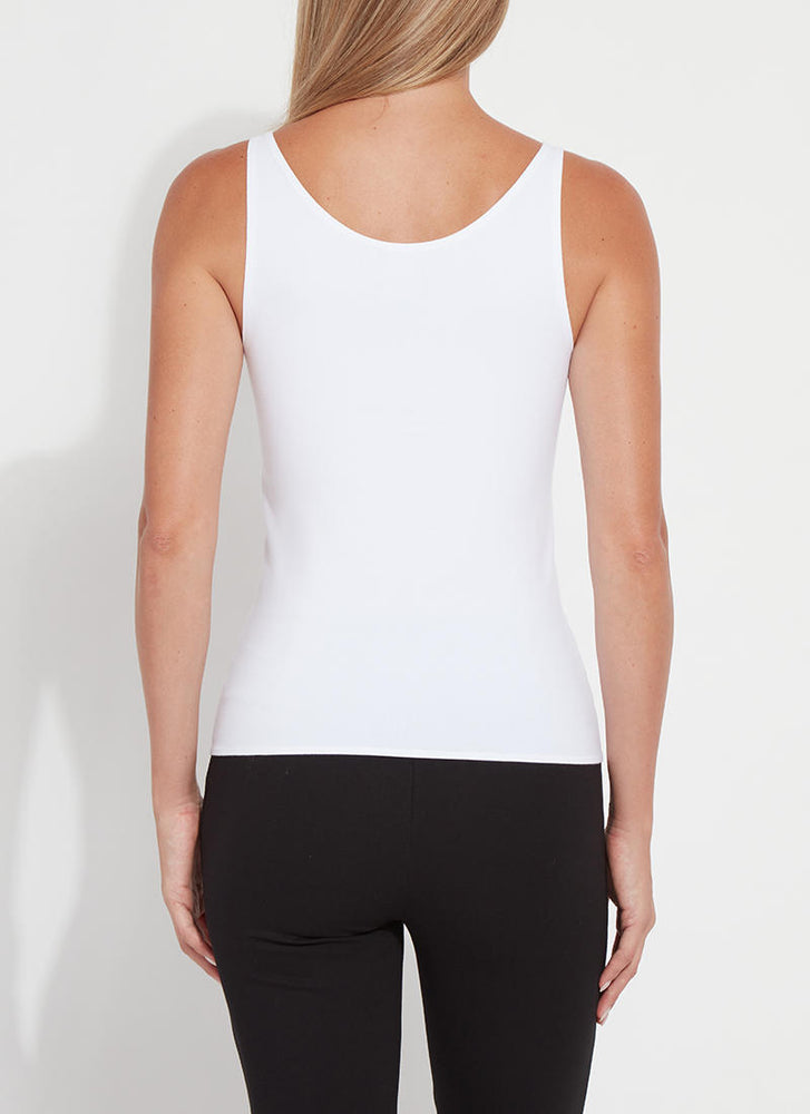 Back image of Lysse essentials tank. White sleeveless tank top by Lysse. 