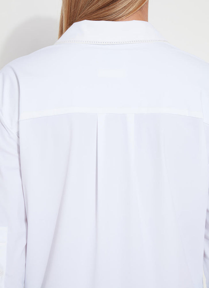 Back image of Lysse Belynda 3/4 Sleeve Shirt. White button up blouse by lysse. 