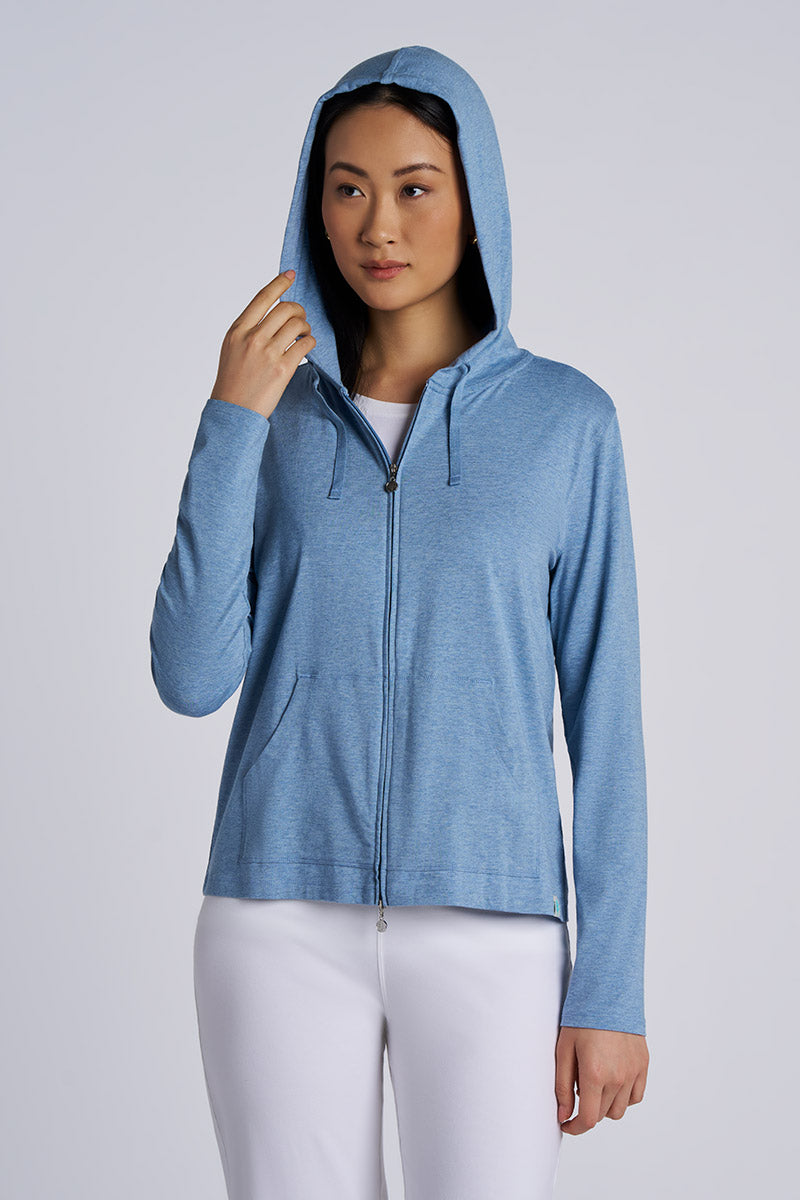 Women's Seaside Zip-Up Hoodie | Light Blue Heather