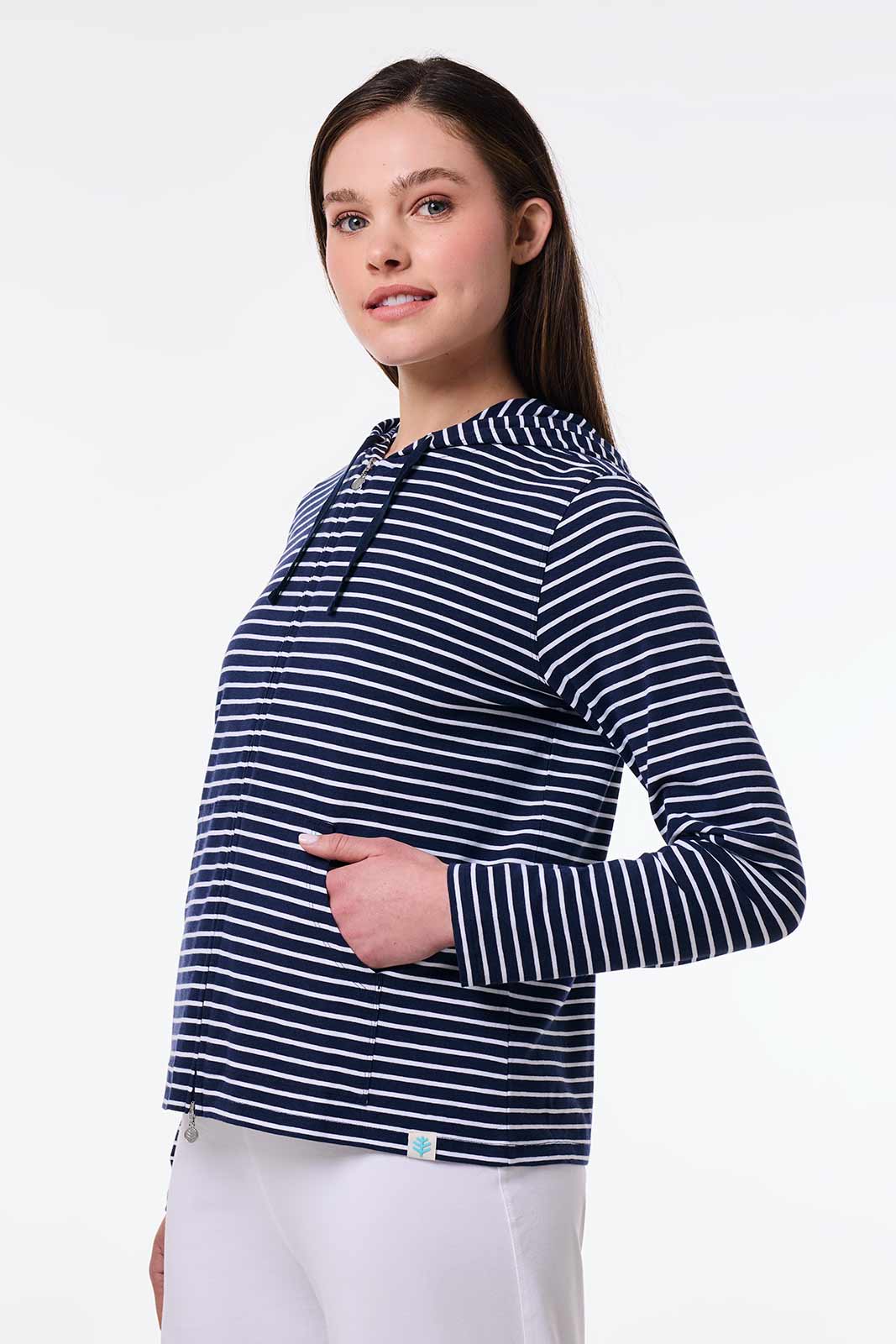 Women's Seaside Zip-Up Hoodie | Navy/White Stripe