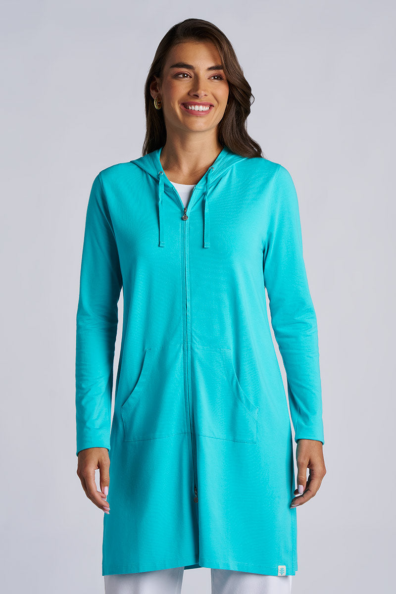 Women's Cabana Long Zip-Up Hoodie | Coolibar Blue
