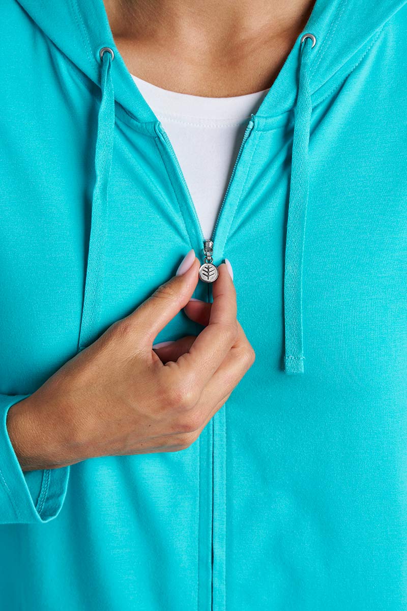 Women's Cabana Long Zip-Up Hoodie | Coolibar Blue