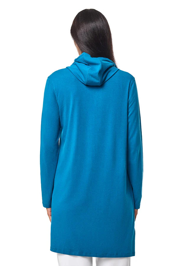 Back image of Coolibar Cabana Hoodie in bluejay.