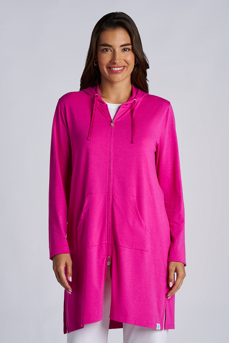 Women's Cabana Long Zip-Up Hoodie | Fuchsia