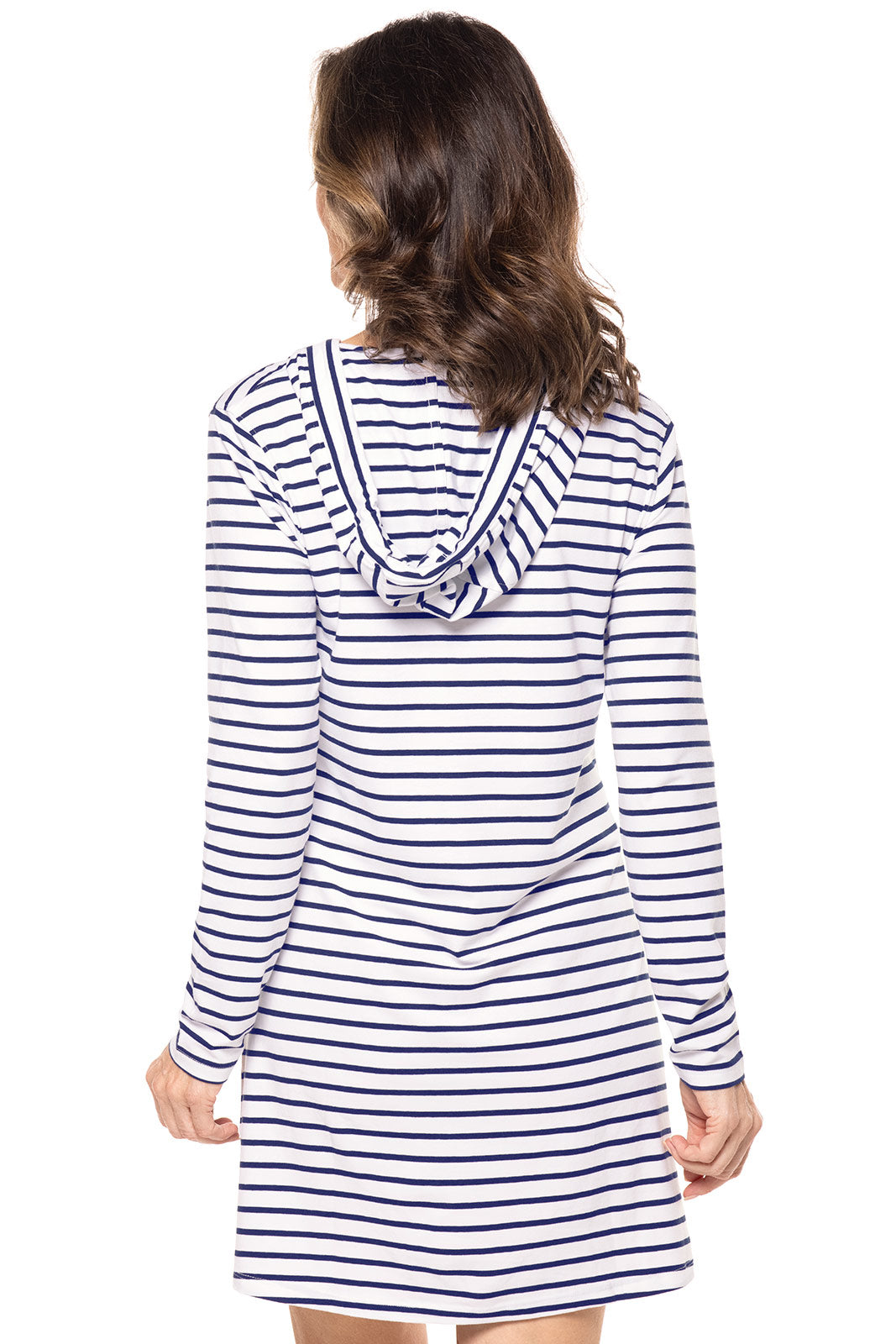 Women's Catalina Cover-Up Dress with Pockets | White/Navy Stripe