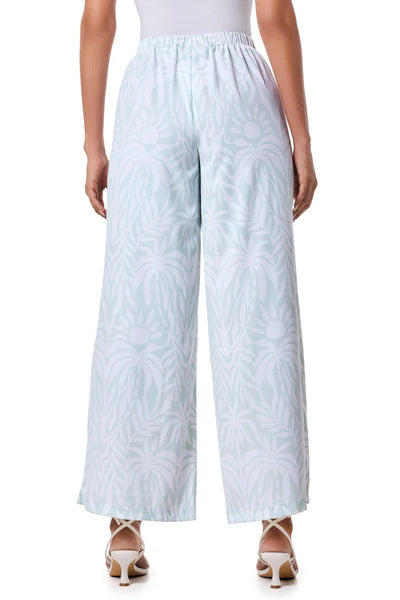 Back image of Coolibar Petra wide leg pant in misty aqua blue.
