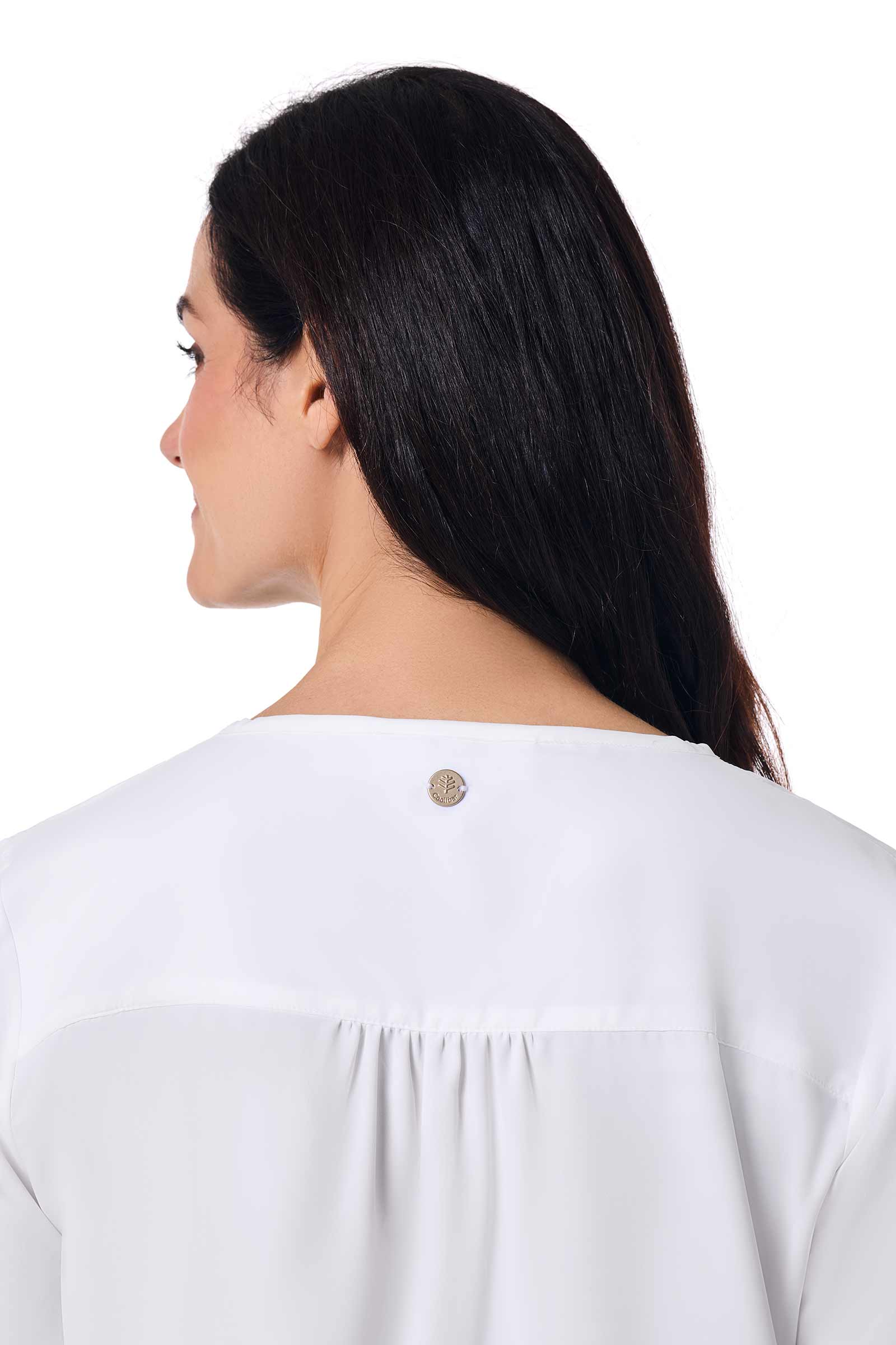 Women's Santa Barbara Tunic Top with Roll-Up Sleeves | White