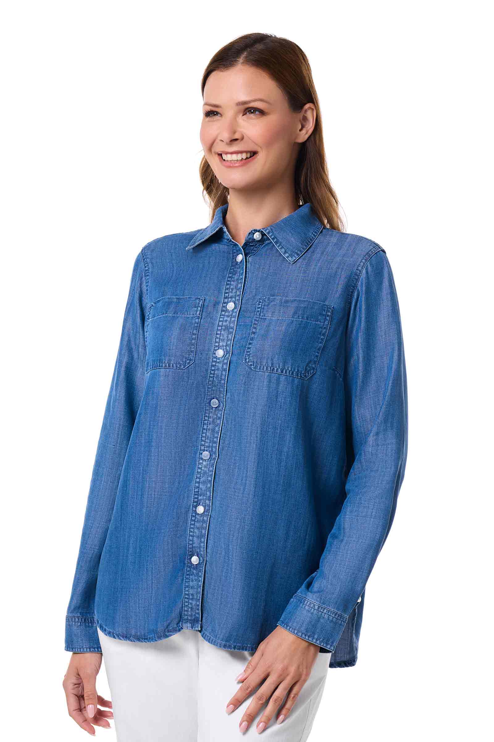 Women's Peninsula Chambray Long Sleeve Shirt | Light Indigo Chambray
