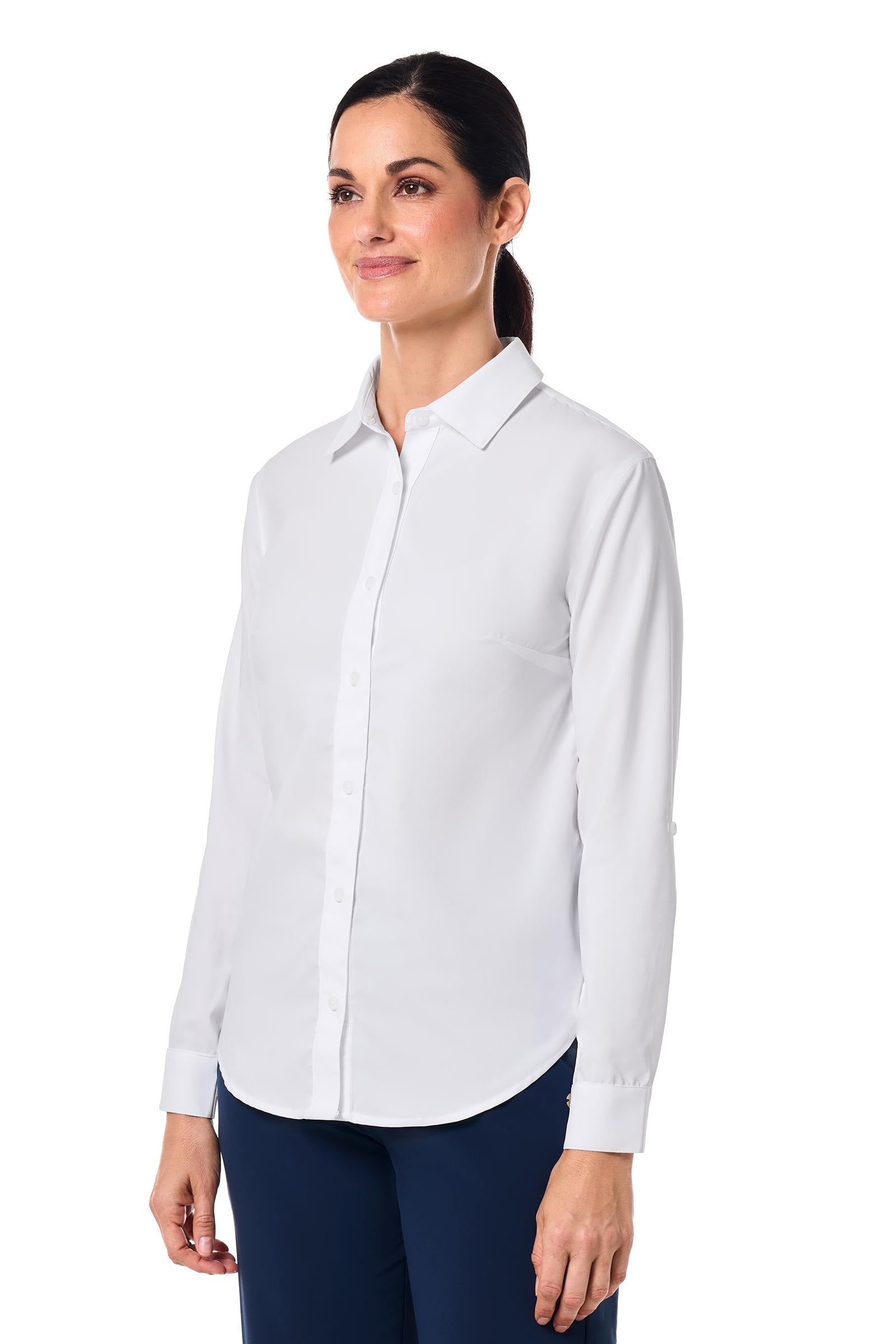Women's Hepburn Shirt with Roll-Up Sleeves | White