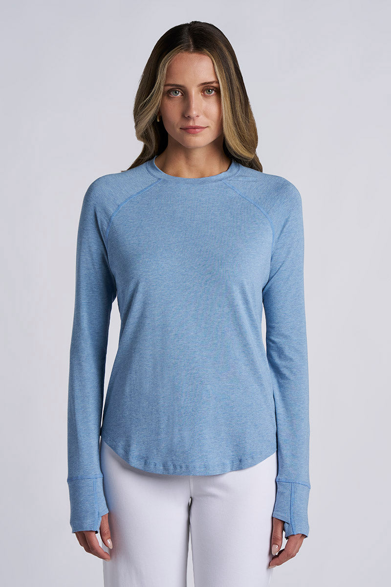 Women's LumaLeo Long Sleeve T-Shirt with Thumbholes | Light Blue Heather
