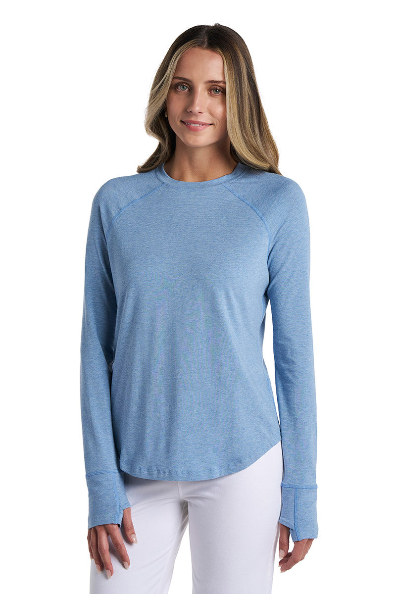 Women's LumaLeo Long Sleeve T-Shirt with Thumbholes | Light Blue Heather