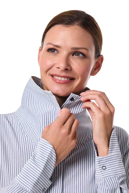 Women's Catona Funnel Neck Long Sleeve Top | White/Navy Stripe