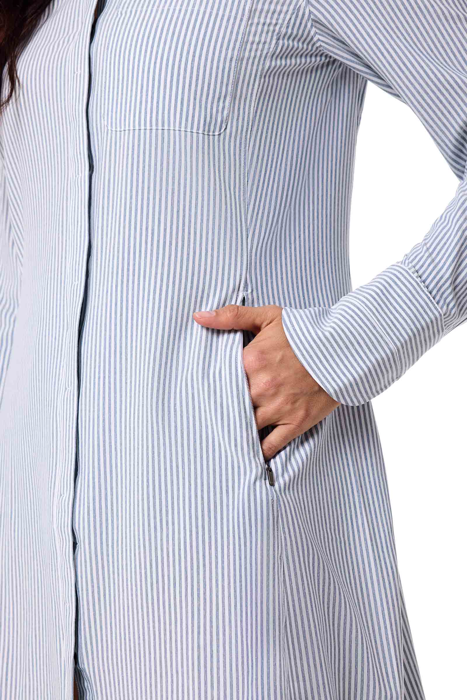 Women's Malta Travel Dress | White/Navy Stripe