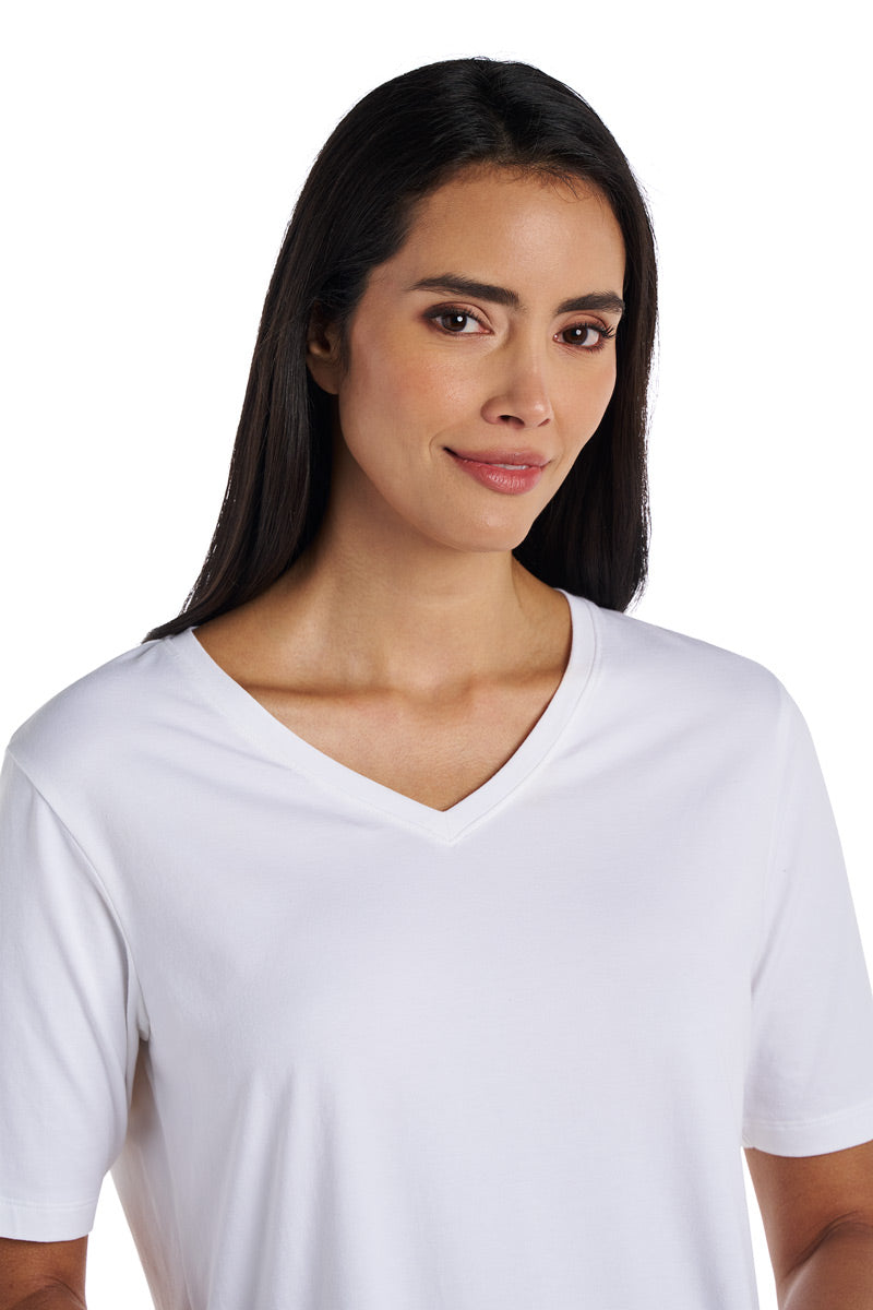 Women's Morada Everyday Short Sleeve V-Neck T-Shirt | White