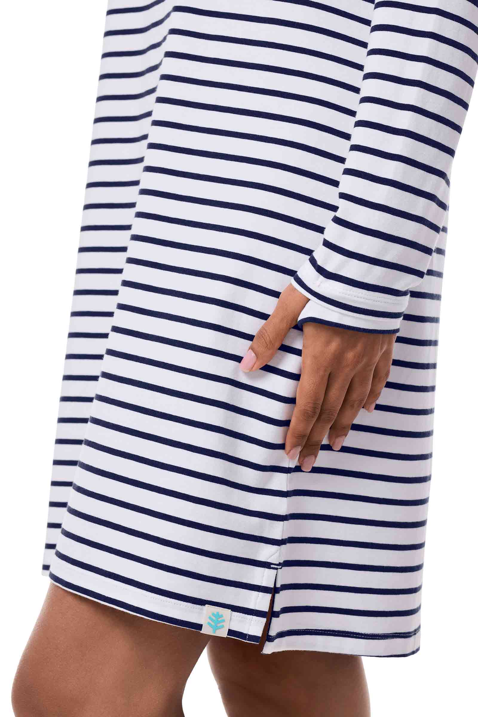 Women's Sarasota Quarter-Zip Dress | White/Navy Stripe