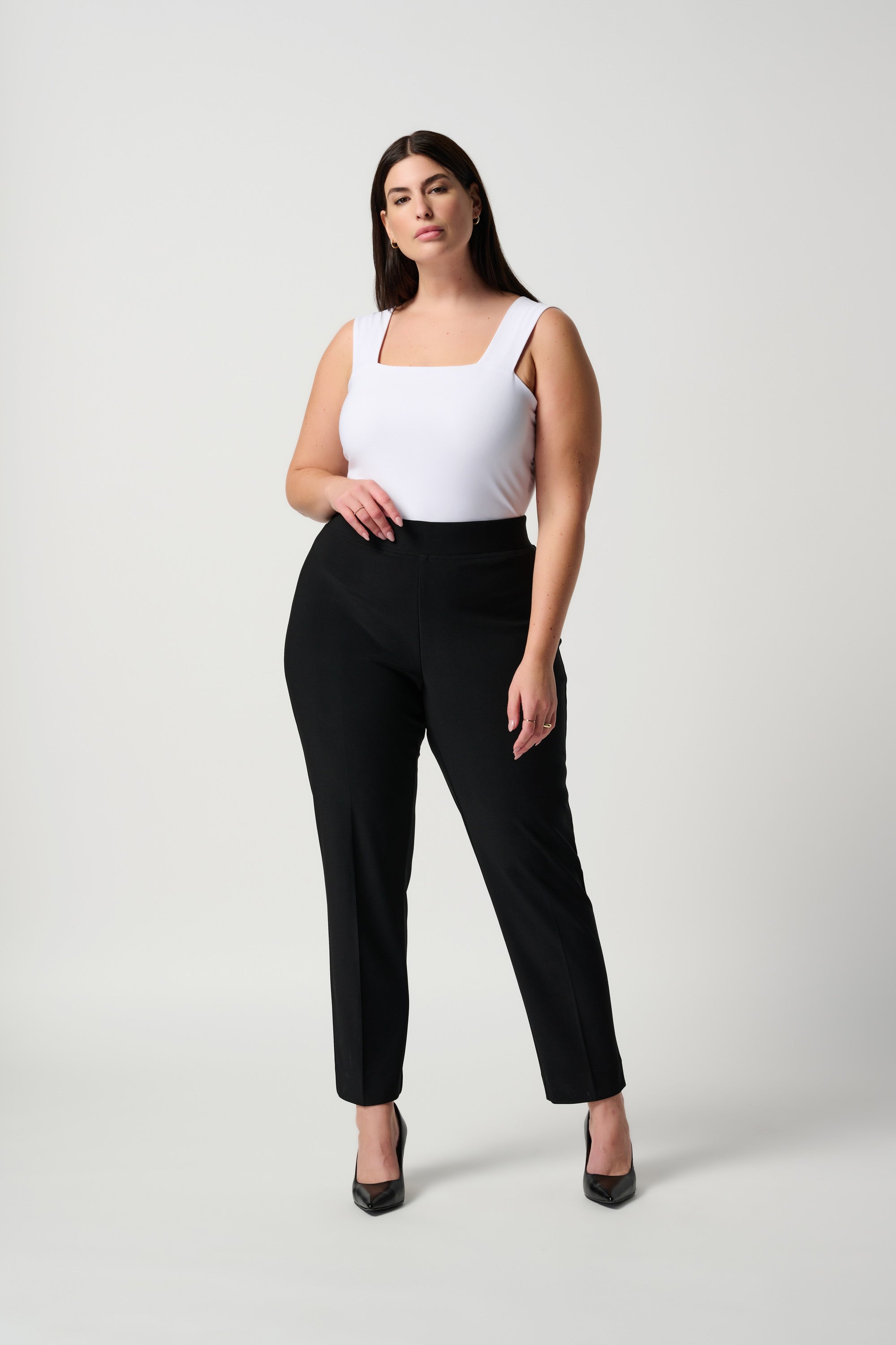 Front image of Joseph Ribkoff Classic Straight Pant in black.