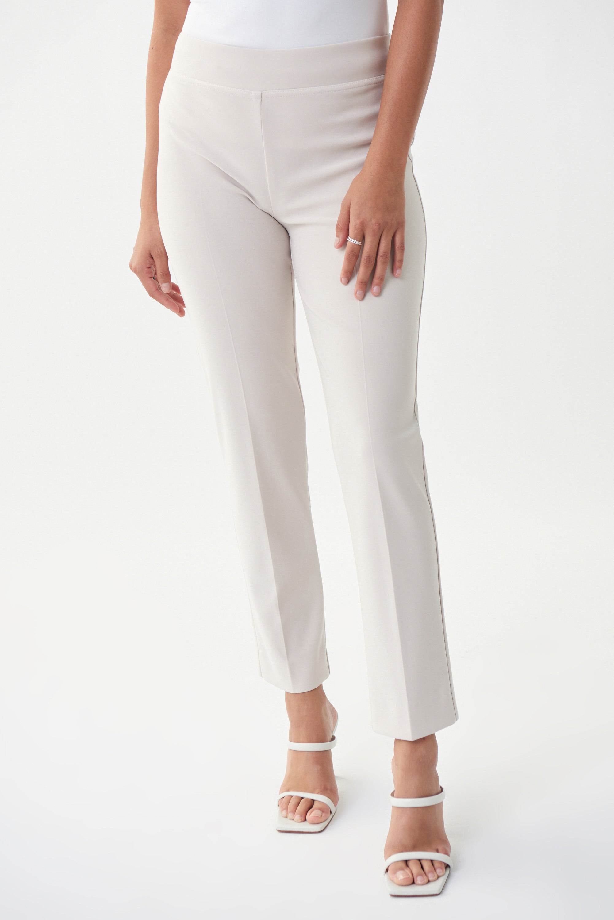 Front image of Joseph Ribkoff classic straight pant in moonstone.
