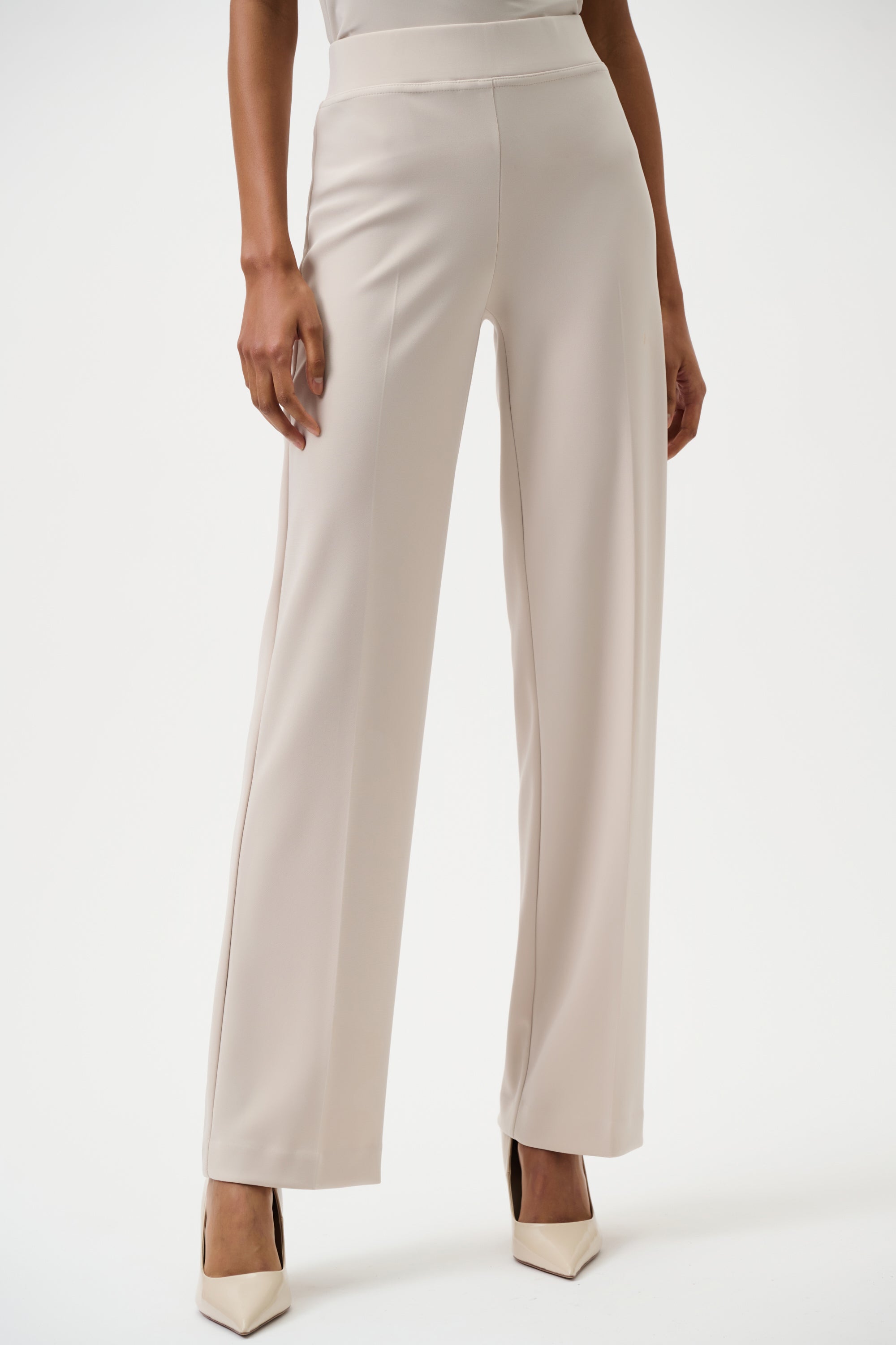 Front View of Joseph Ribkoff Classic Wide Leg Pant in Moonstone