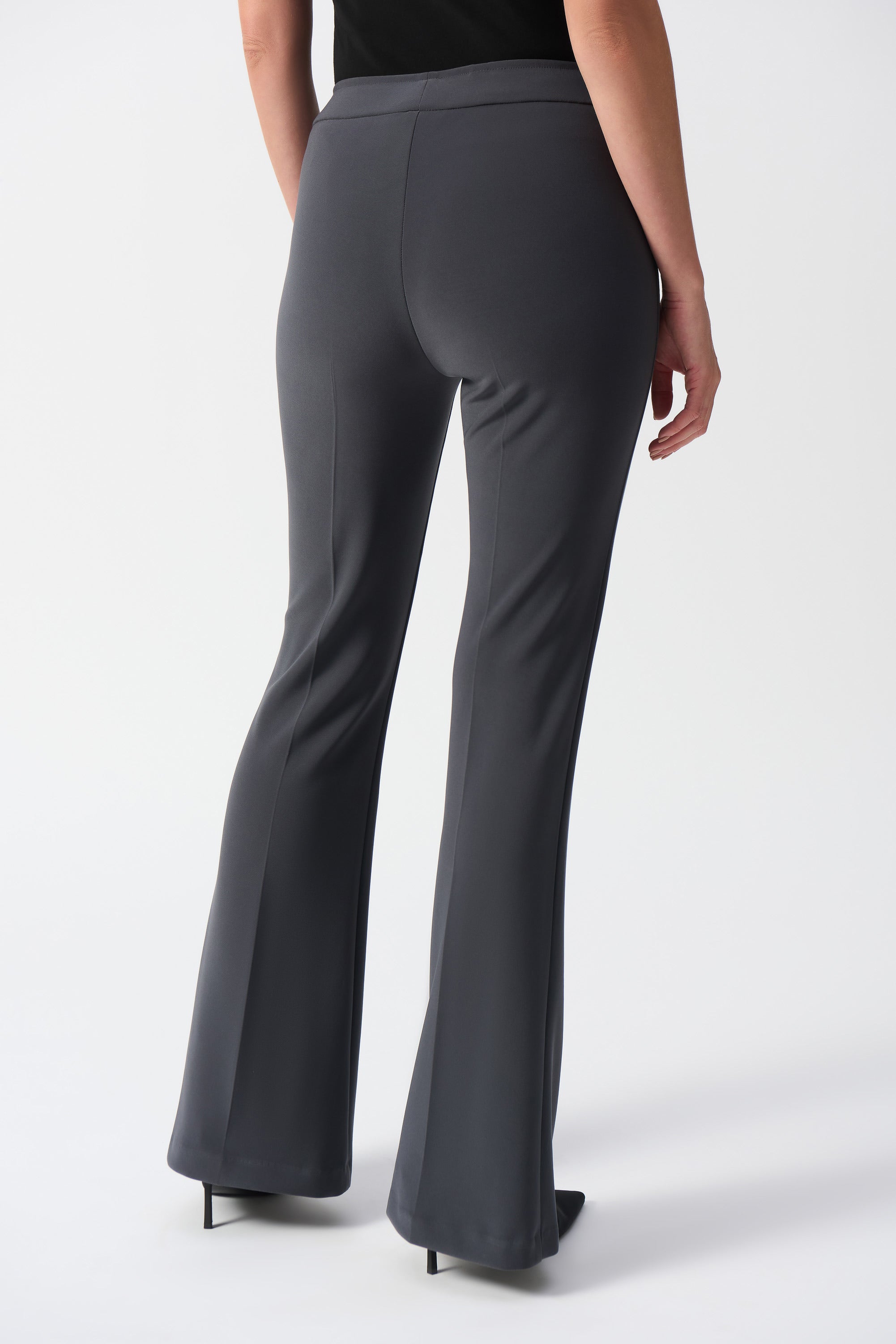 Back image of Joseph Ribkoff pull on flare pant in slate grey.