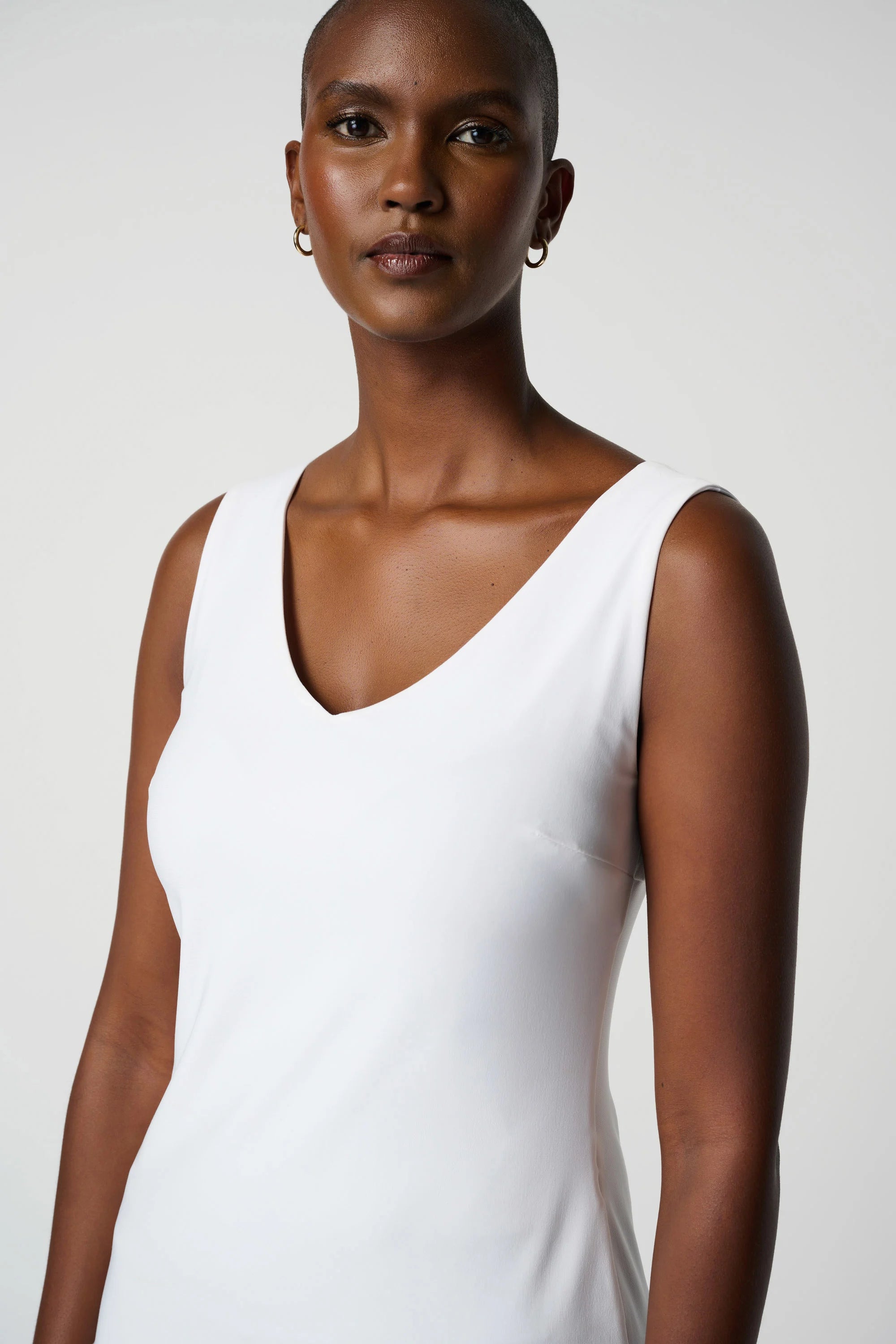 Front image of Joseph Ribkoff v-neck cami in vanilla.
