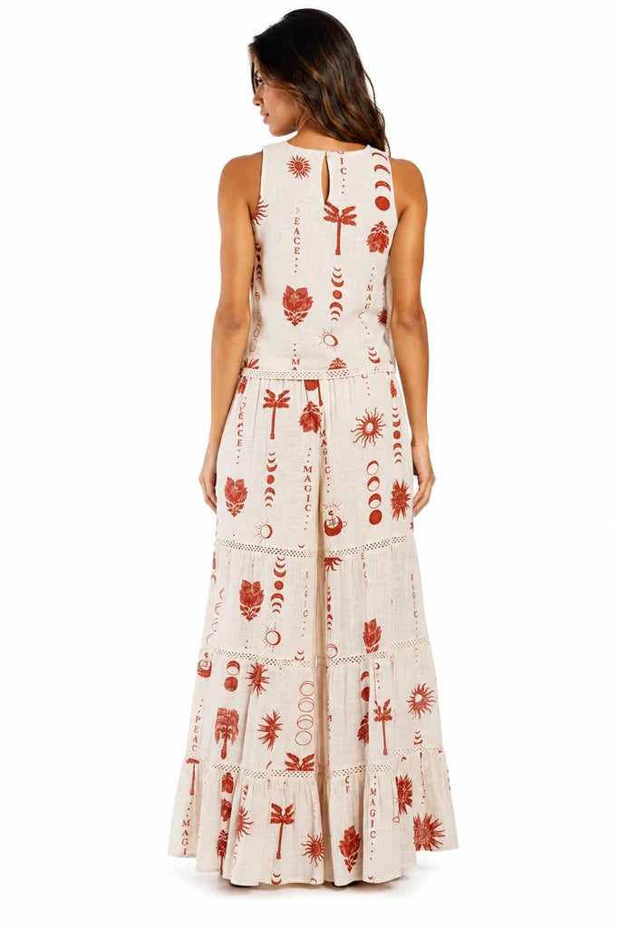 Folk Print Top Pant Set