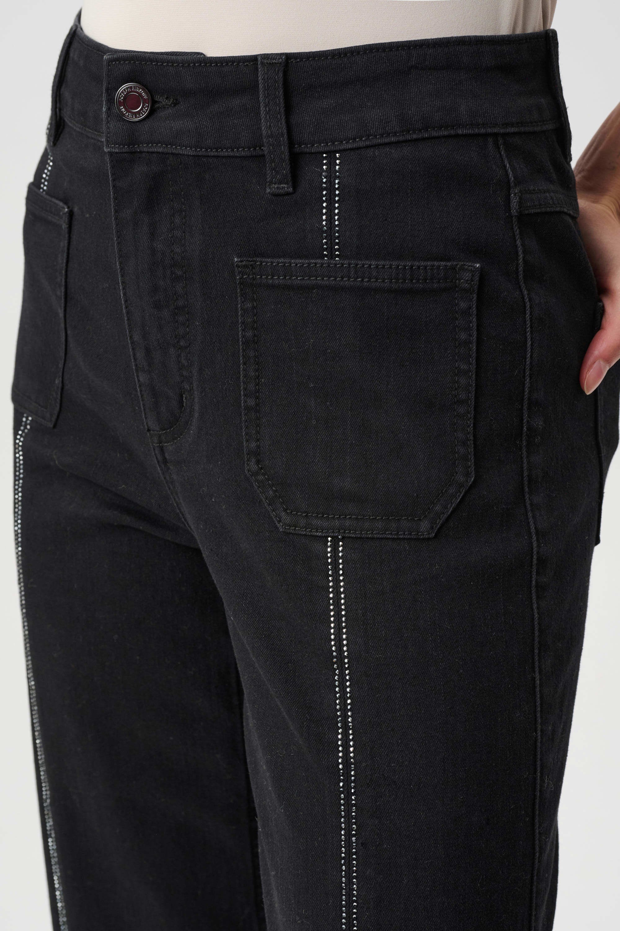 Claudia Culotte Jeans With Embellished Front Seam