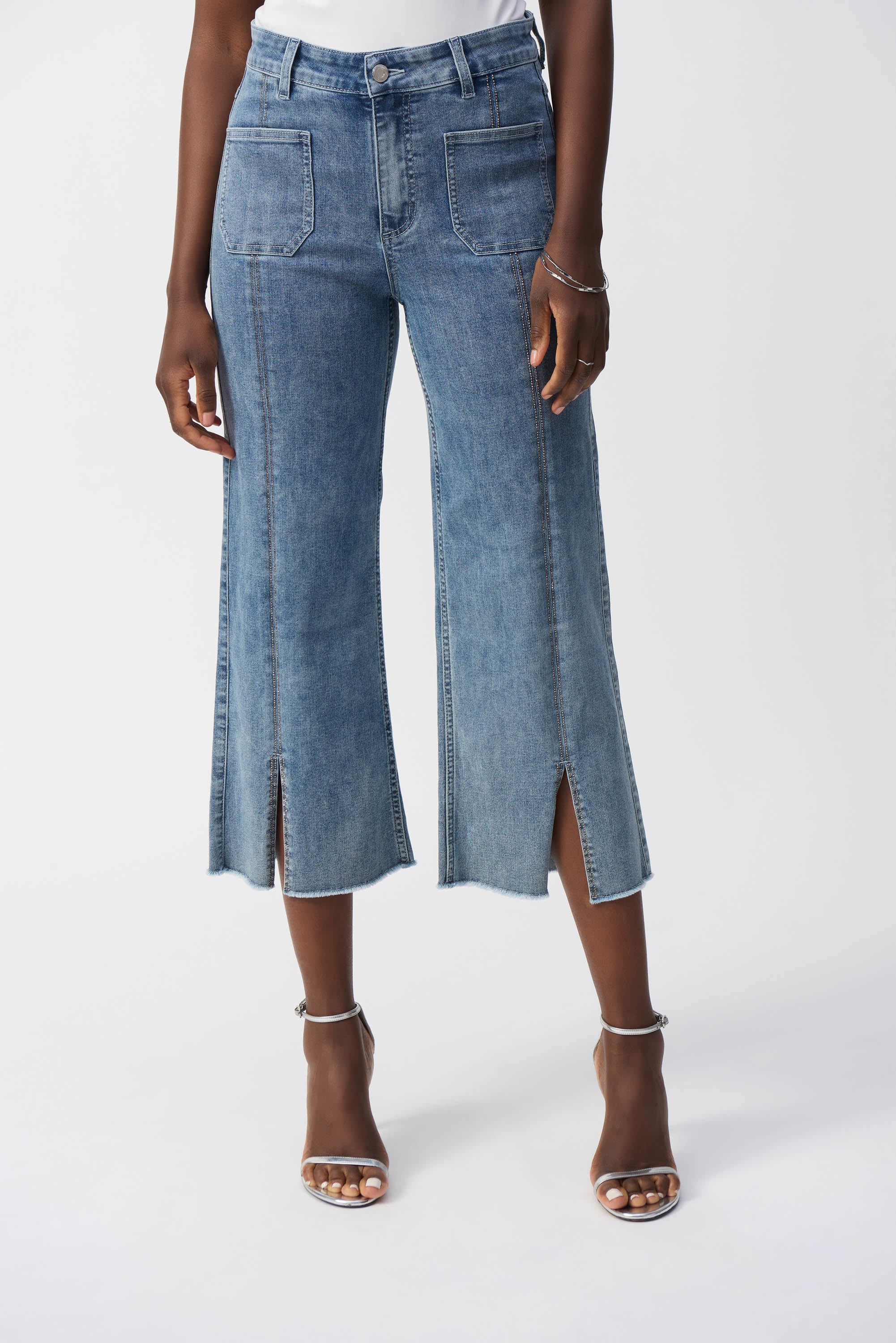 Front image of Joseph Ribkoff Claudia culotte jeans.