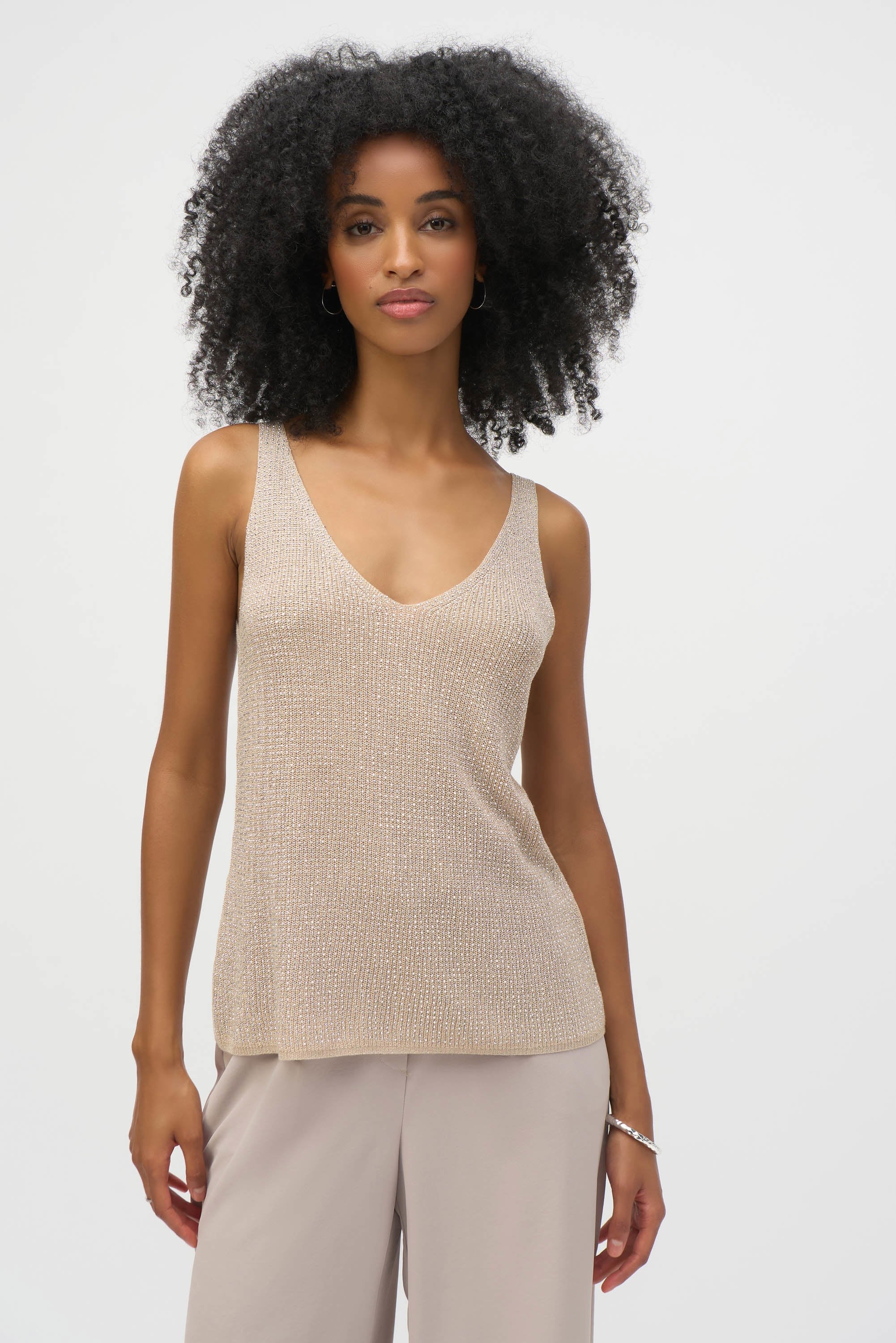 Front image of Joseph Ribkoff rhinestone tank top.