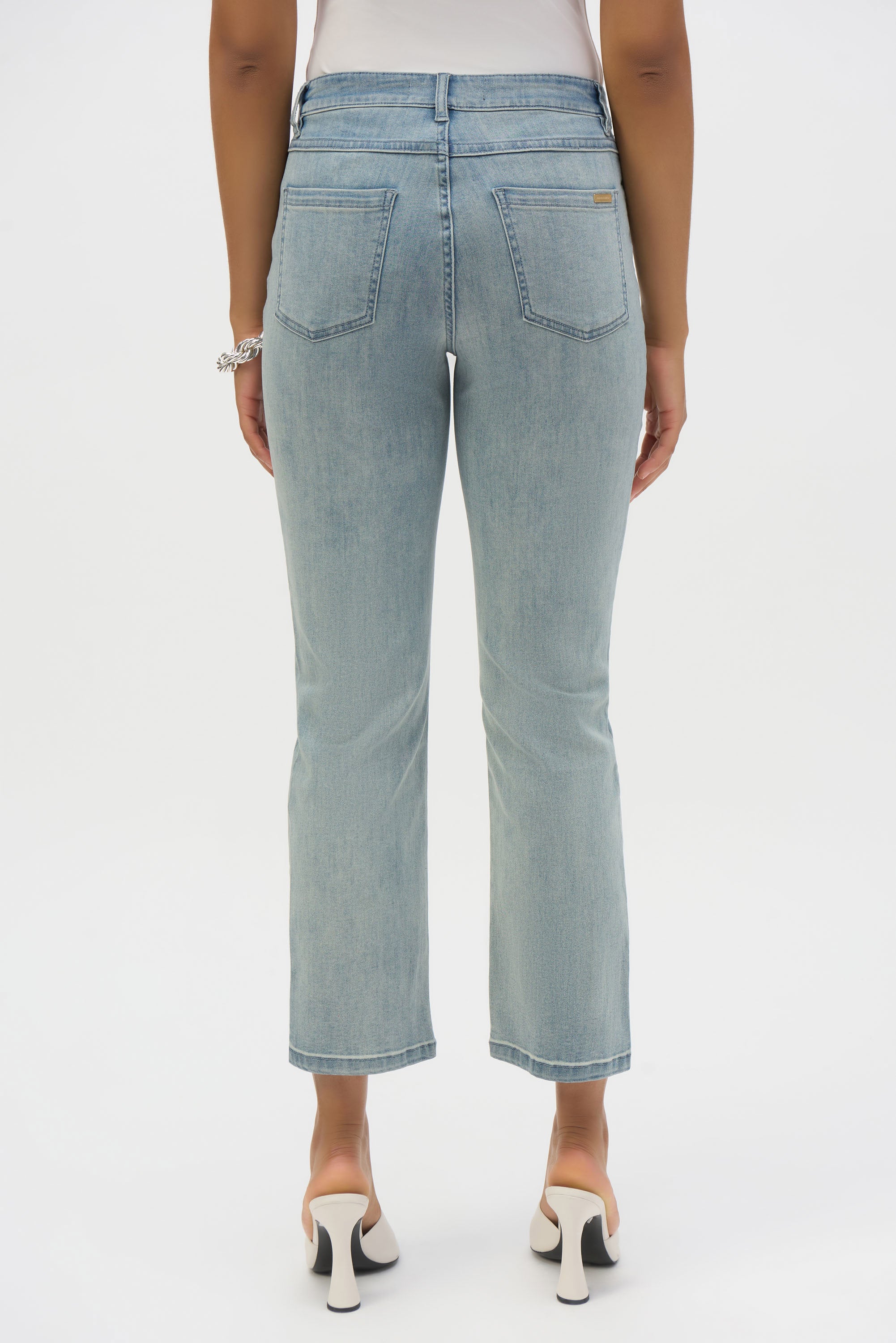 Back image of Margot light blue denim Joseph Ribkoff denim.