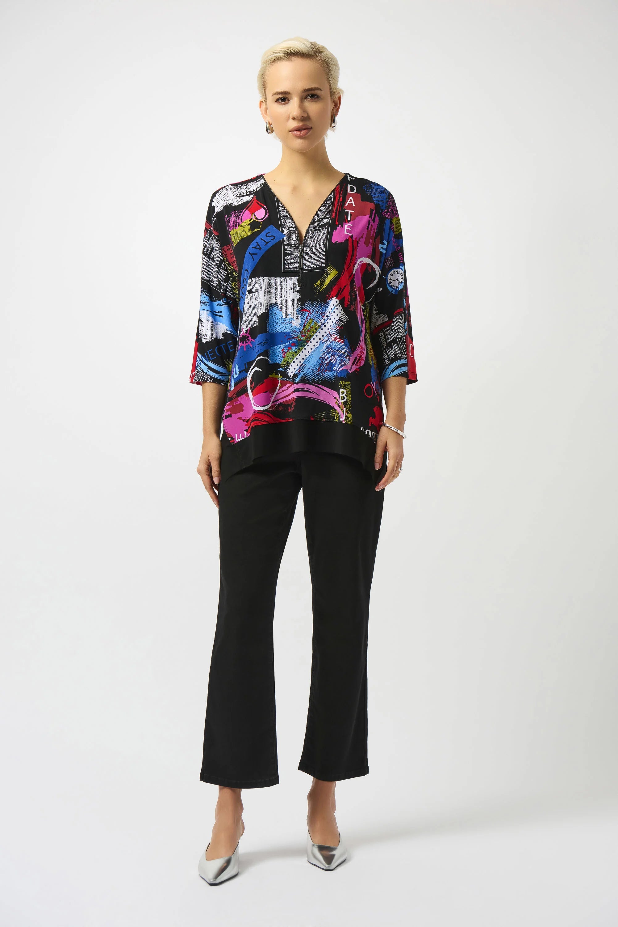 Front image of Margot classic straight leg pant in black.