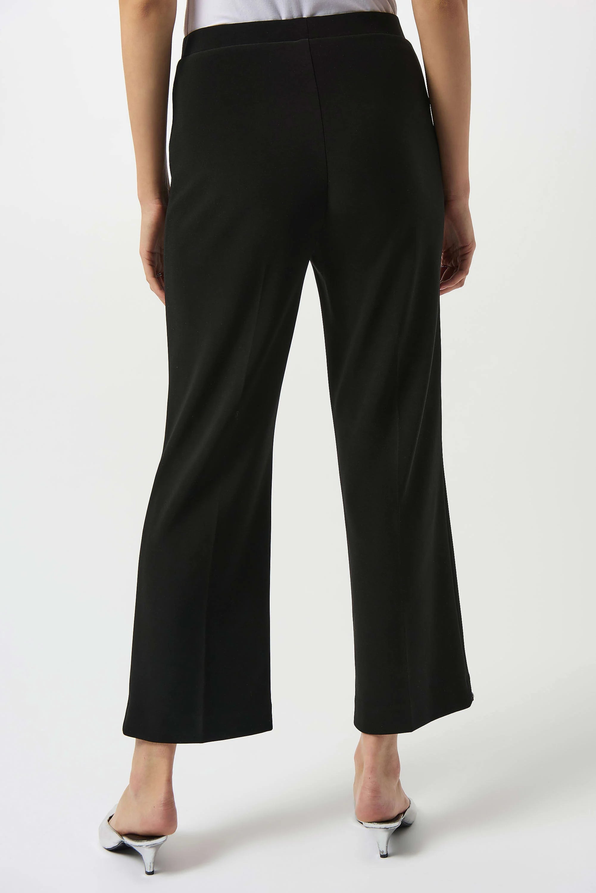 Back Image of Joseph Ribkoff Silky Knit Wide-Leg Pull-On Pants in Black