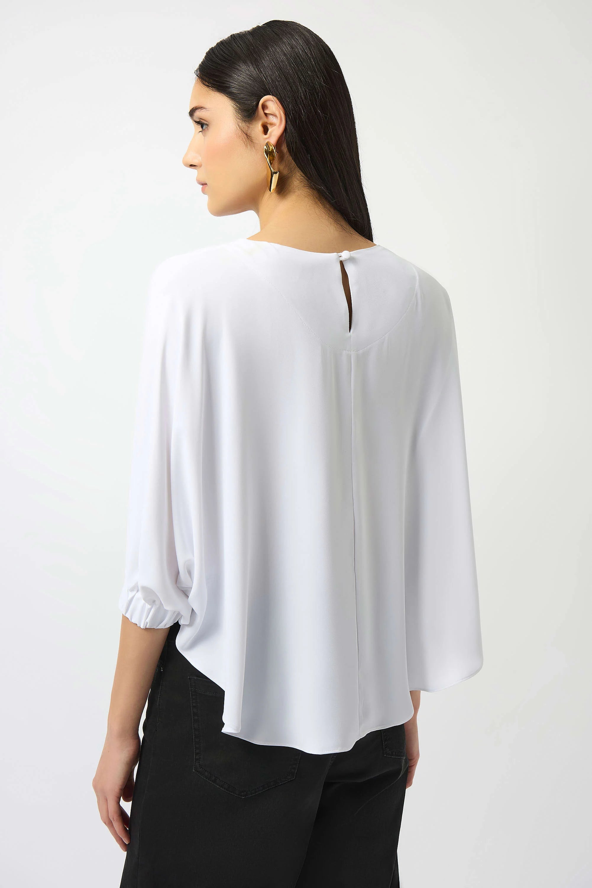 Back Image of Joseph Ribkoff Recycle Soft Twill boxy Top in vanilla