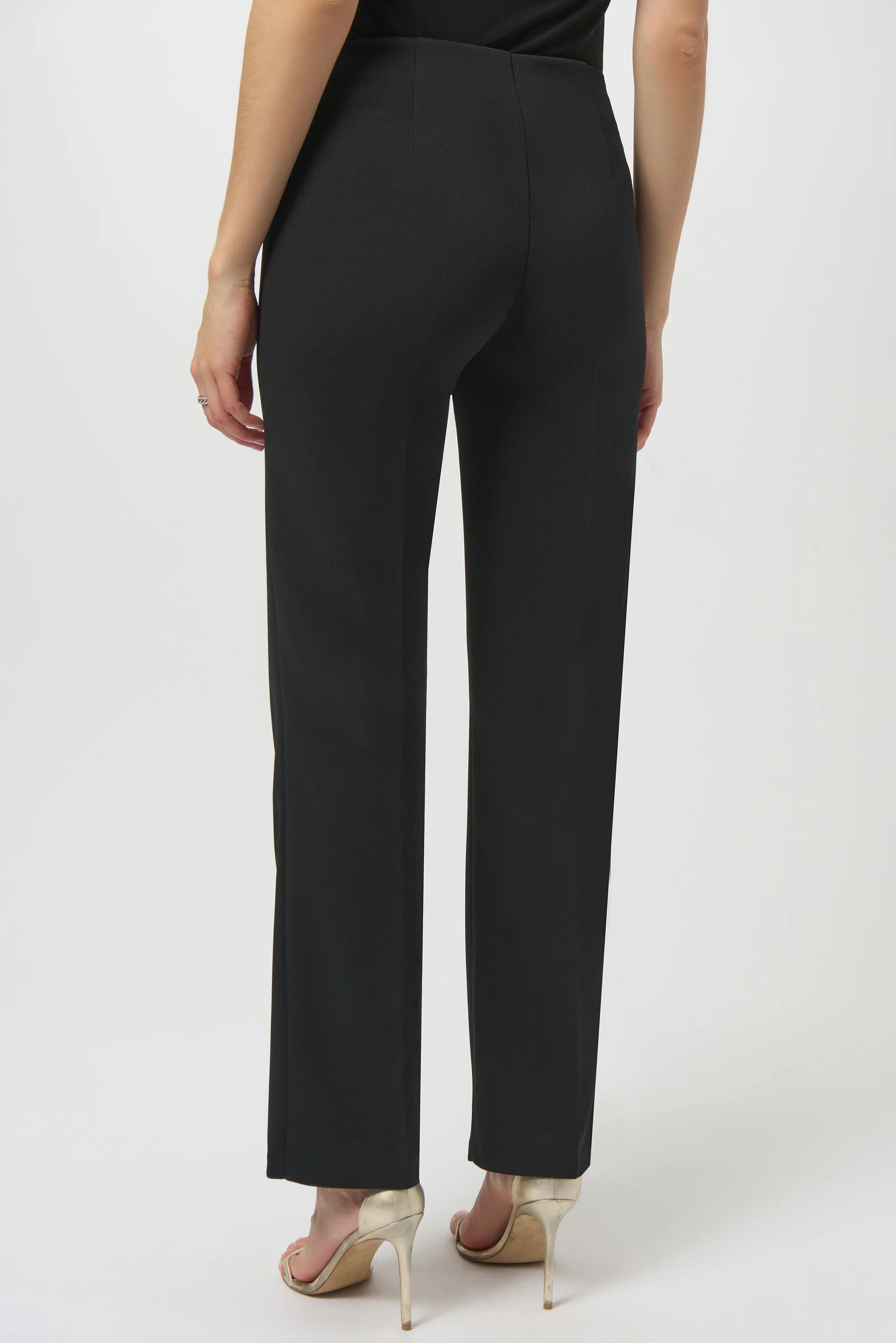 Back View Image of Joseph Ribkoff Scuba Crepe Straight Pull On Pant n Black