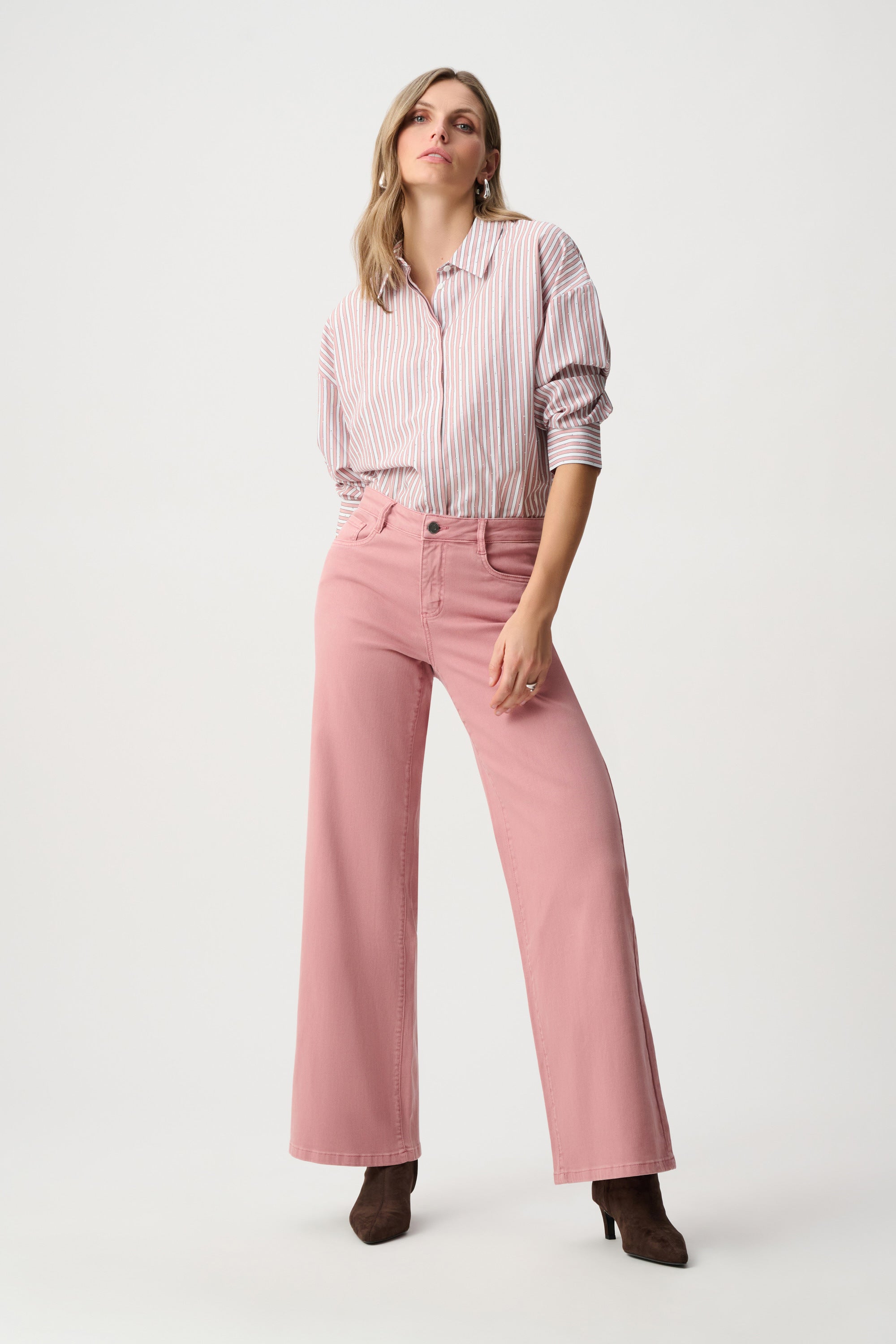 Tencel Stripe Print Boxy Blouse