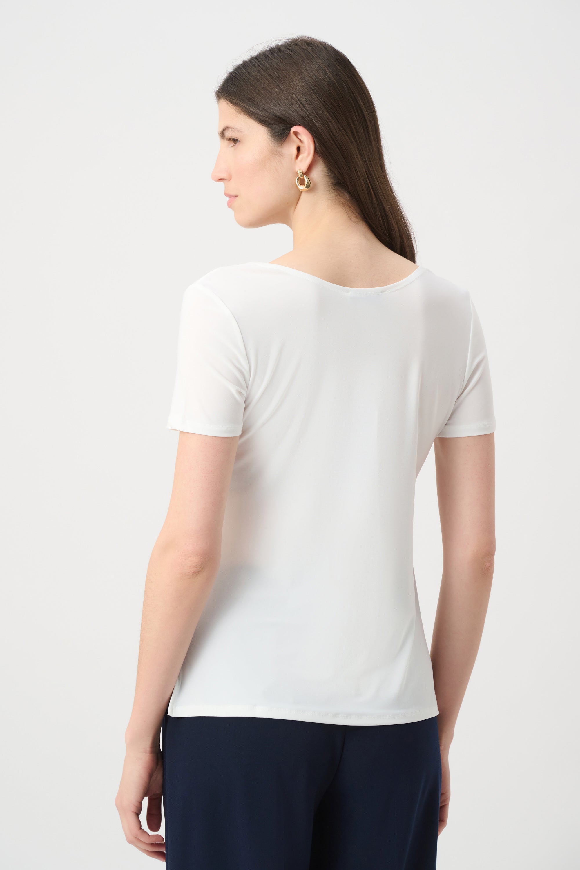 Silky Knit Fit and Flare Short Sleeve Top