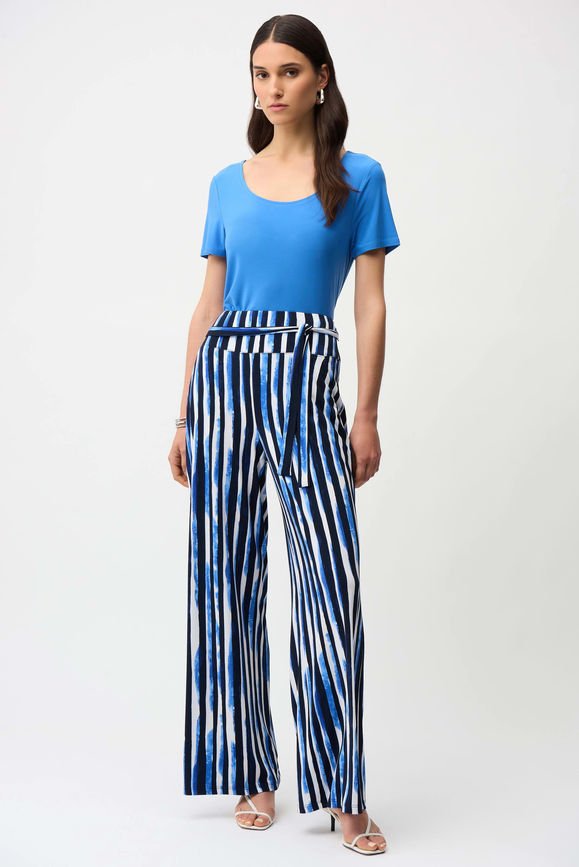 Silky Knit Fit and Flare Short Sleeve Top