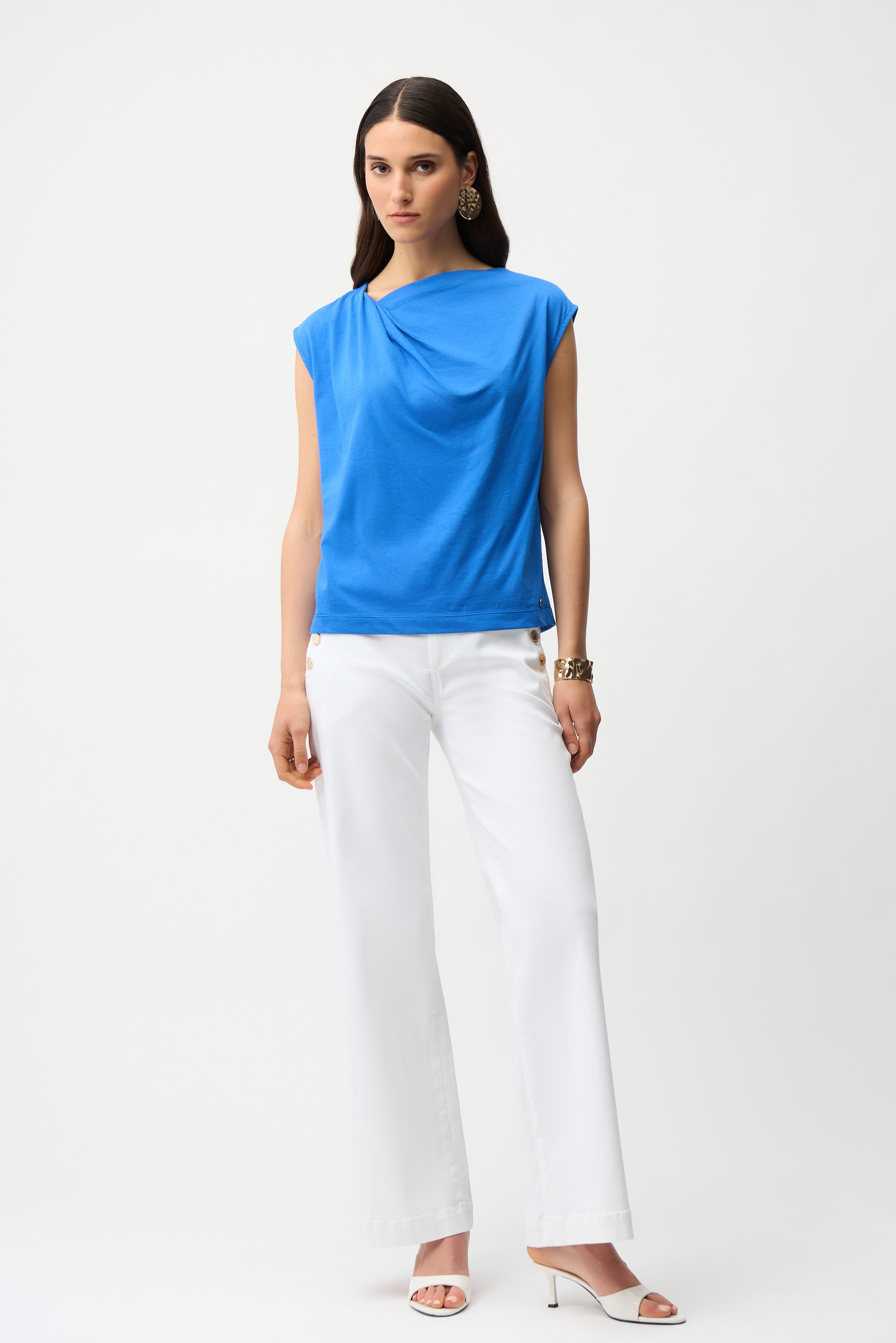 Cotton Top With Asymmetrical Collar
