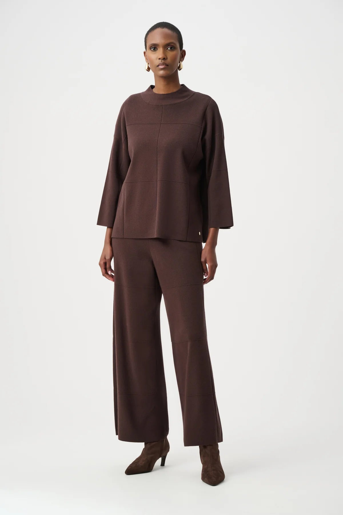 Mock-Neck Square Stitch Sweater
